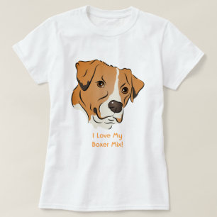 T-shirts Retrato Gráfico de Cachorros Boxer Mix