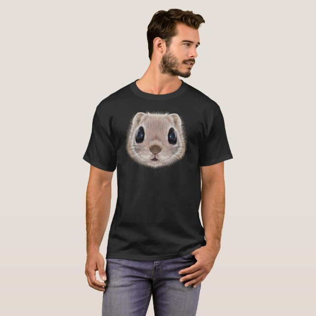 T-shirts Retrato ilustrado do esquilo de vôo (Frente Completa)