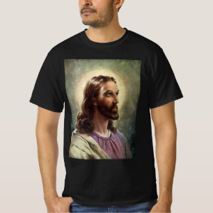 T-shirts Retrato Religioso Vintage, Jesus Cristo com Auréol