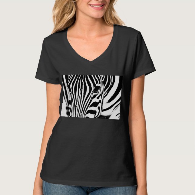 T-shirts Retrato zebra preto e branco (Frente)