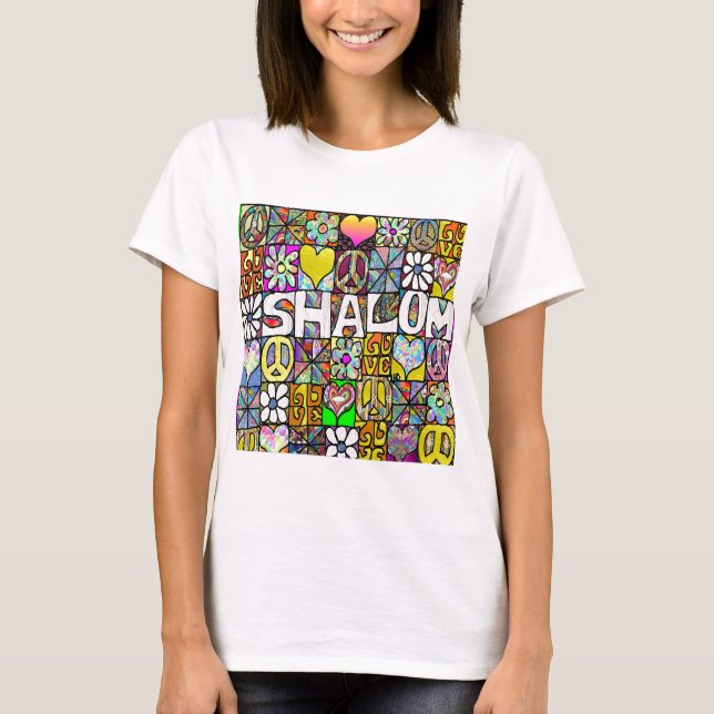 T-shirts Retro 60s Psicodélico Shalom LOVE (Frente)