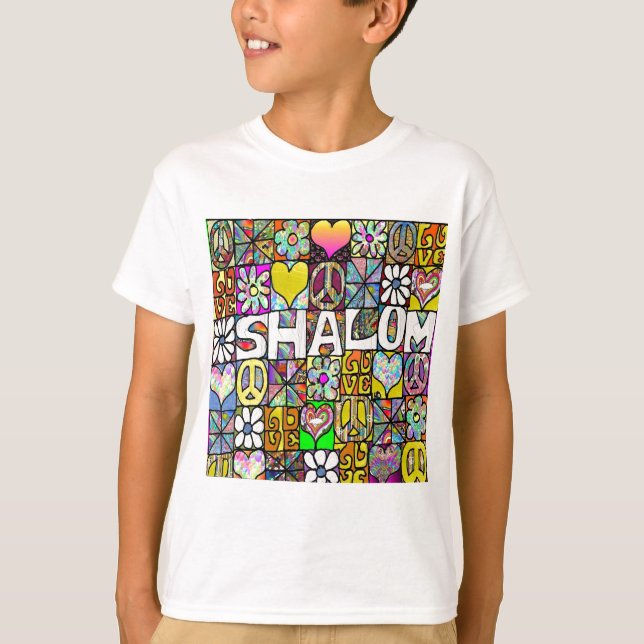 T-shirts Retro 60s Psicodélico Shalom LOVE (Frente)