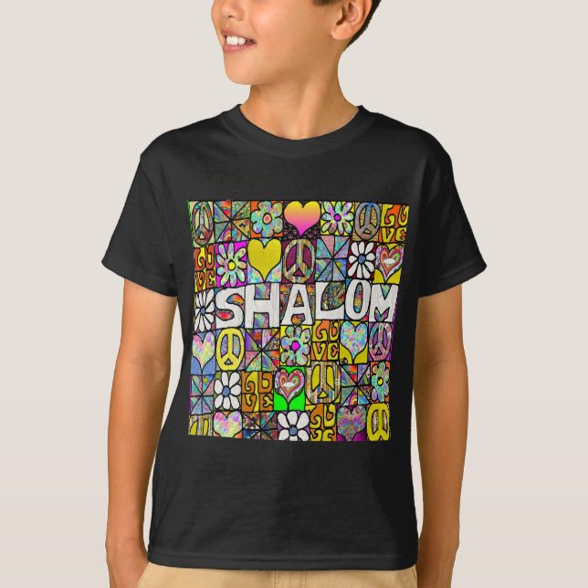 T-shirts Retro anos 60 Psicodélico Shalom AMOR (Frente)