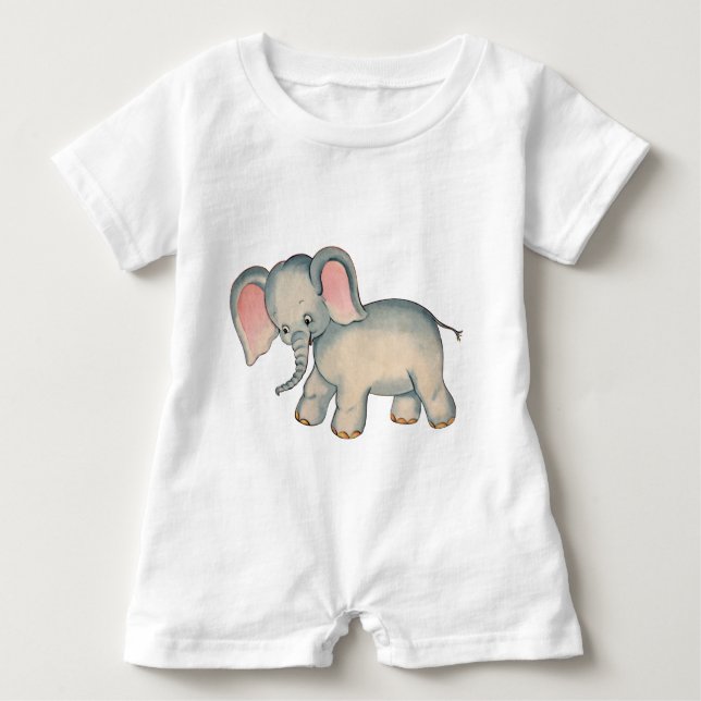 T-shirts Retro Baby Elephant Baby Romper (Frente)