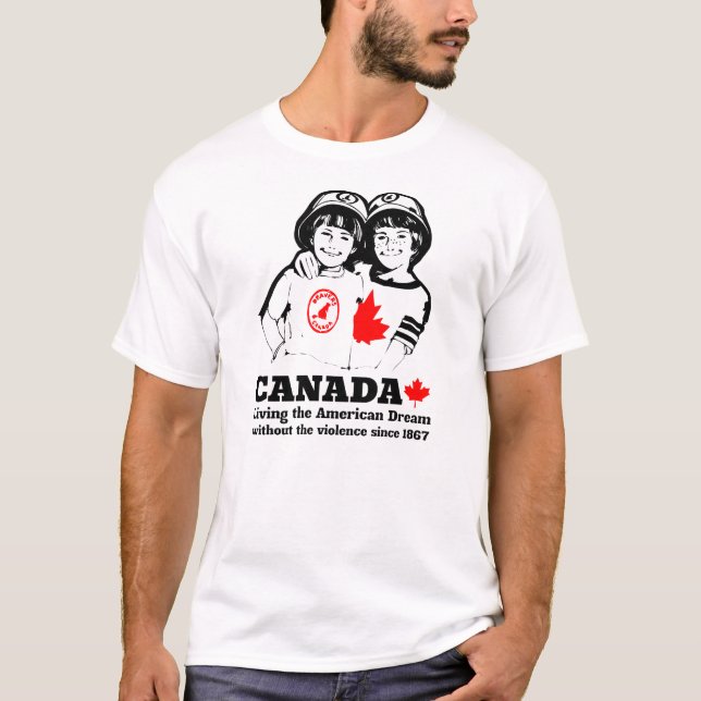 T-shirts Retro de Vintage Engraçado no Dia do Canadá (Frente)