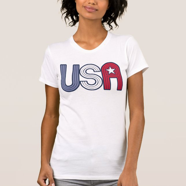 T-shirts Retro EUA com Star Patriotic (Frente)