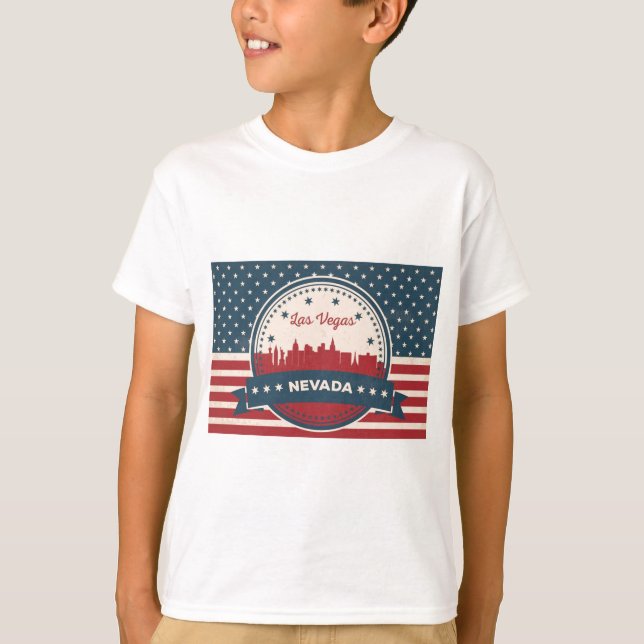 T-shirts Retro Las Vegas Skyline (Frente)