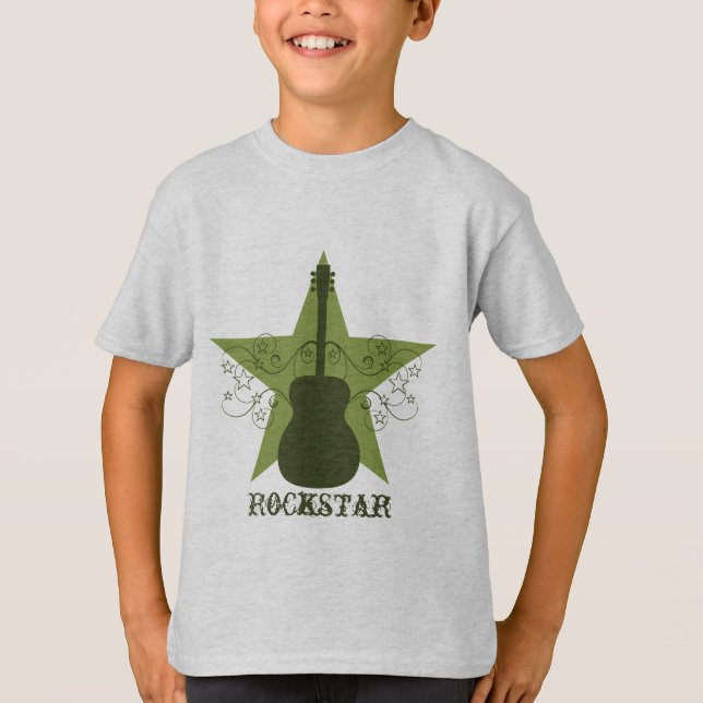 T-shirts Rico Guitar Star Roda Tee Kid's Tee, Verde (Frente)