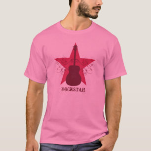 T-shirts Rico guitarra, espirra masculina, rosa