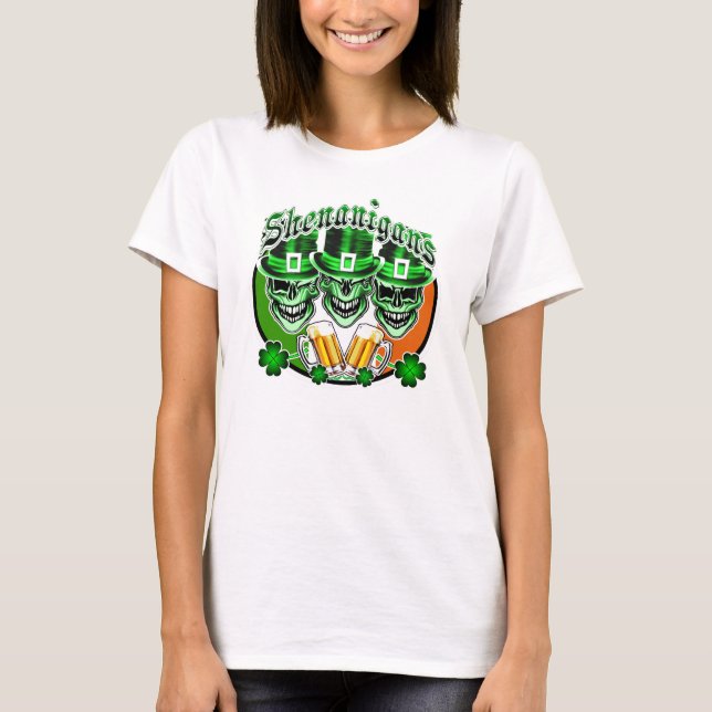 T-shirts Rindo das Skulls do Leprechaun Irlandês: Shenaniga (Frente)