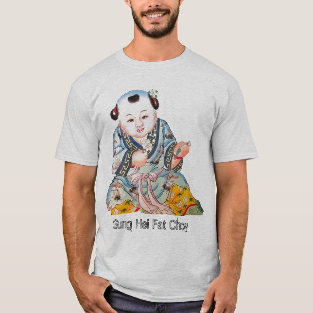 T-shirts Rindo de Boa Sorte Buda Chinês Ano Novo (Frente)