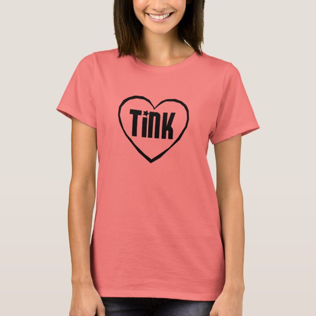 T-shirts Ringer - Camisa-Rosa Preta (Frente)