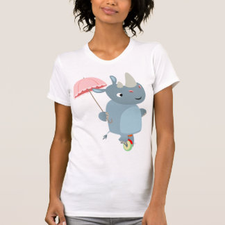 T-shirts Rino com guarda-chuva na camiseta-T da Unicamp