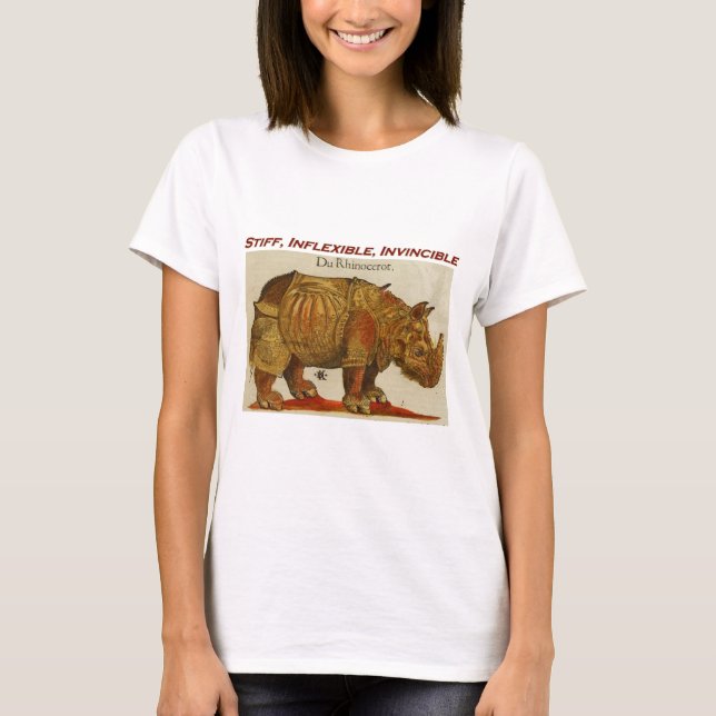 T-shirts Rinoceronte duro, inflexível, invencível (Frente)