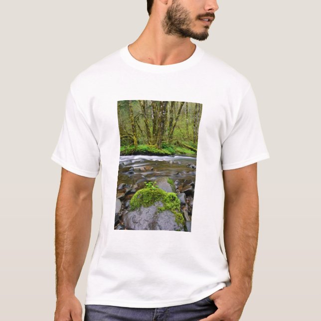 T-shirts Rio em floresta verde, Oregon (Frente)