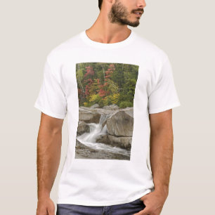 T-shirts Rio Swift em cascata através de rochas, Branco