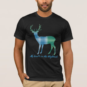 T-shirts Robert Burns Cotação Clan MacDonald Tartan Stag