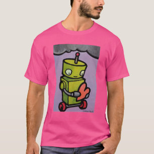 T-shirts Robô que guardara um coração sob uma nuvem