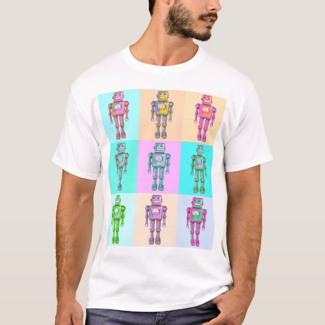 T-shirts Robô Retro Pop v4 (Frente)
