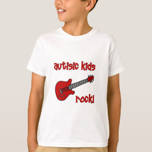T-shirts Rocha autística dos miúdos com guitarra (cores