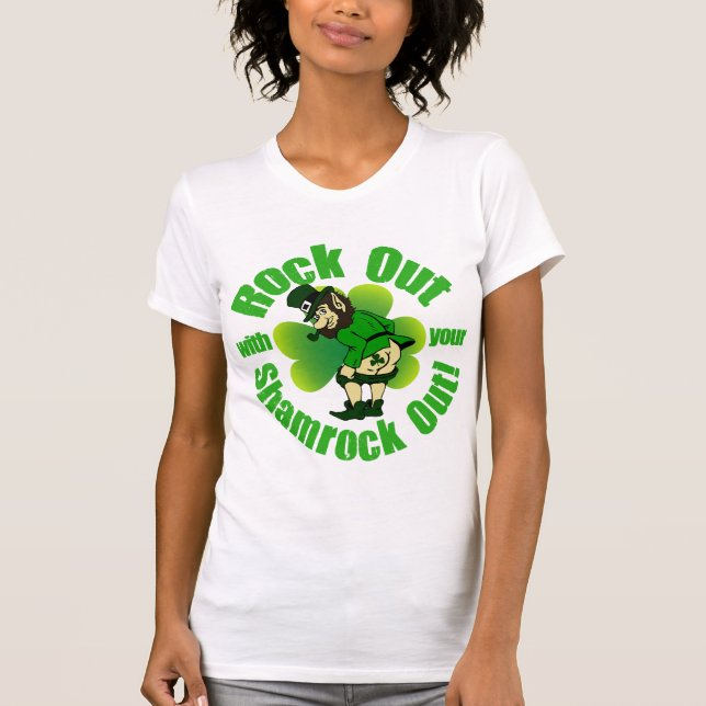 T-shirts Rocha para fora no Dia de São Patrício (Frente)