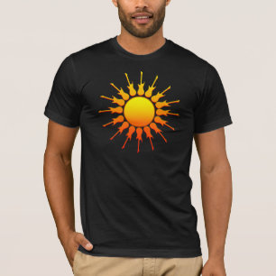 T-shirts Rocha solar, Sun com raios da guitarra com