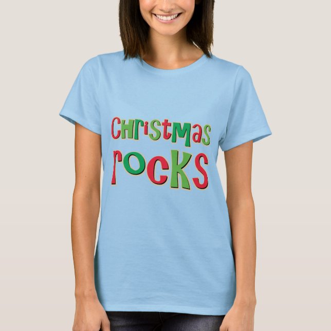 T-shirts Rochas de Natal em Vermelho e Verde (Frente)