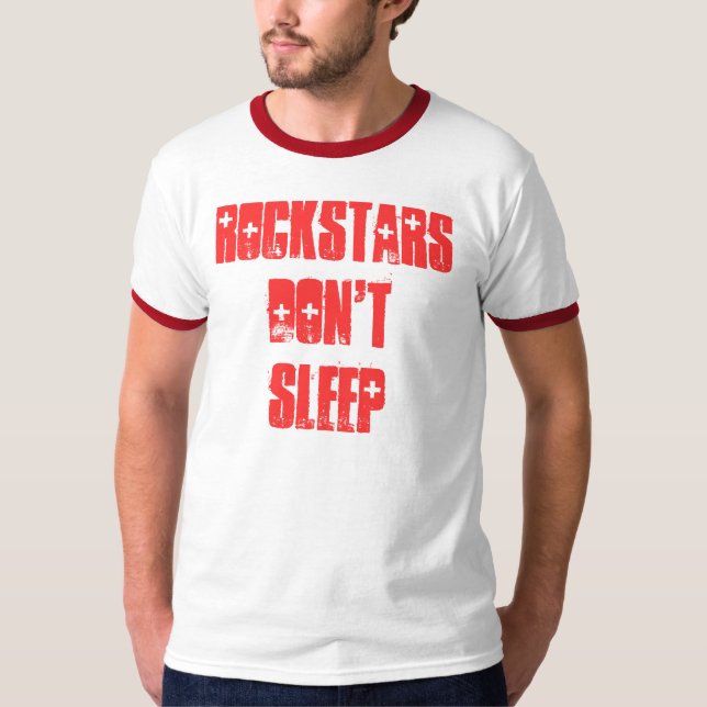 T-shirts ROCKSTARS NÃO DORMEM (sós!) (Frente)