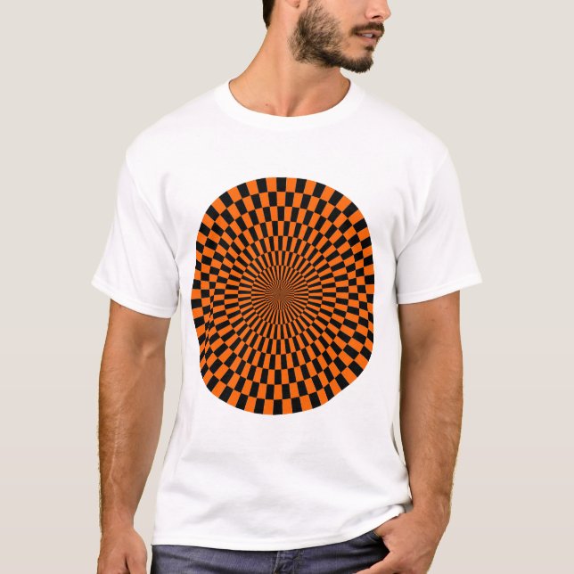 T-shirts Roda de Arte Op - Laranja e Preto (Frente)