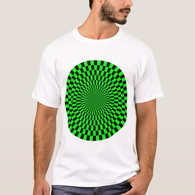 T-shirts Roda de Arte Op - Verde e Preto (Frente)