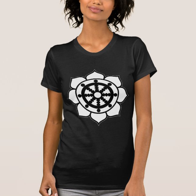 T-shirts Roda de Dharma da flor de Lotus (Frente)