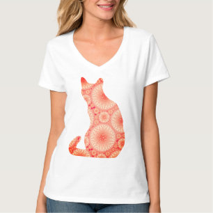 T-shirts "Rodas de Luz" Gato - laranja-coral