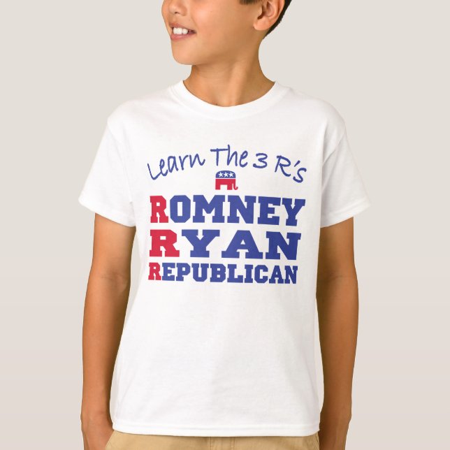 T-shirts Romney Ryan aprende os 3 r (Frente)