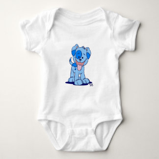 T-shirts Romper azul pequeno do bebê do filhote de cachorro