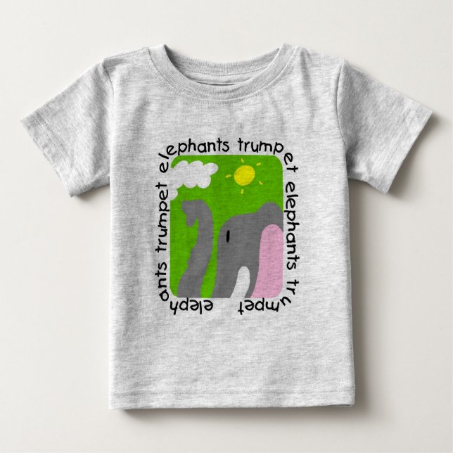 T-shirts Romper do bebê da trombeta dos elefantes (Frente)