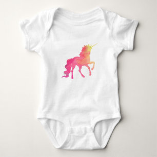 T-shirts Romper do bebê do unicórnio da aguarela