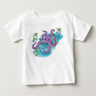 T-shirts Romper máximo do bebê do Azeitona--Polvo do beb