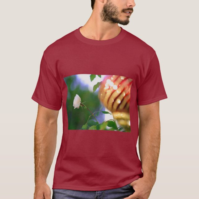 T-shirts Rosa Branca de Natal (Frente)