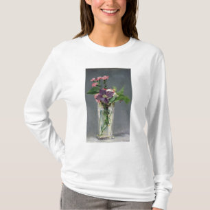 T-shirts Rosa de Manet   e Clematis em um vaso de cristal,