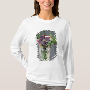 T-shirts Rosa de Manet e Clematis em um vaso de cristal,