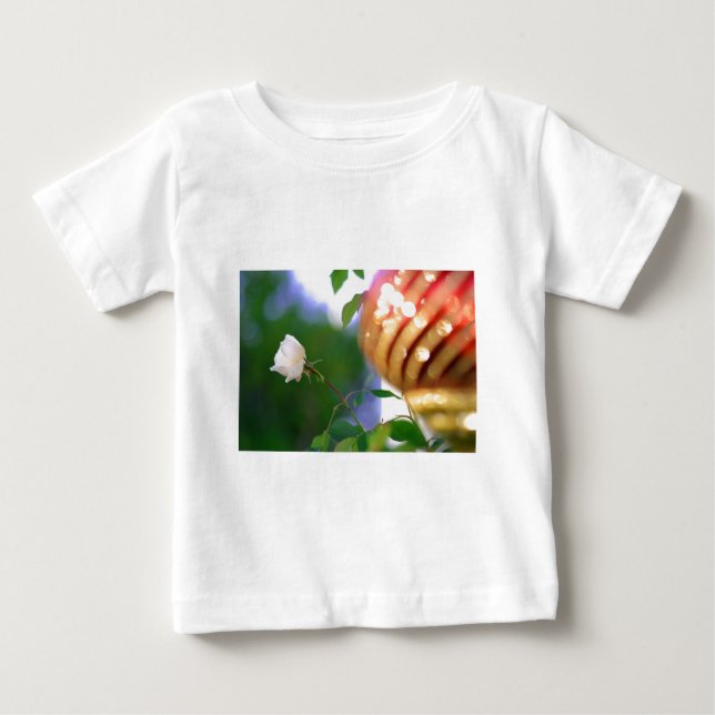 T-shirts Rosa de Natal Branco (Frente)