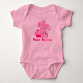 T-shirts Rosa do cupcake do primeiro aniversario