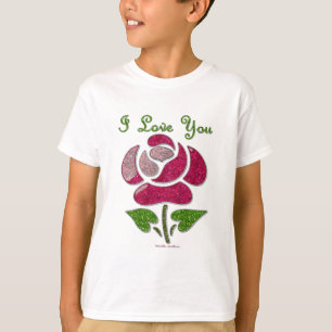 T-shirts Rosa Estêncil Rosa Eu Te Amo