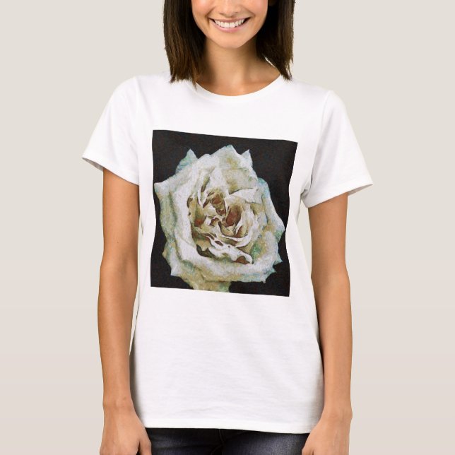 T-shirts Rosa Impressionista Isolado a Preto (Frente)