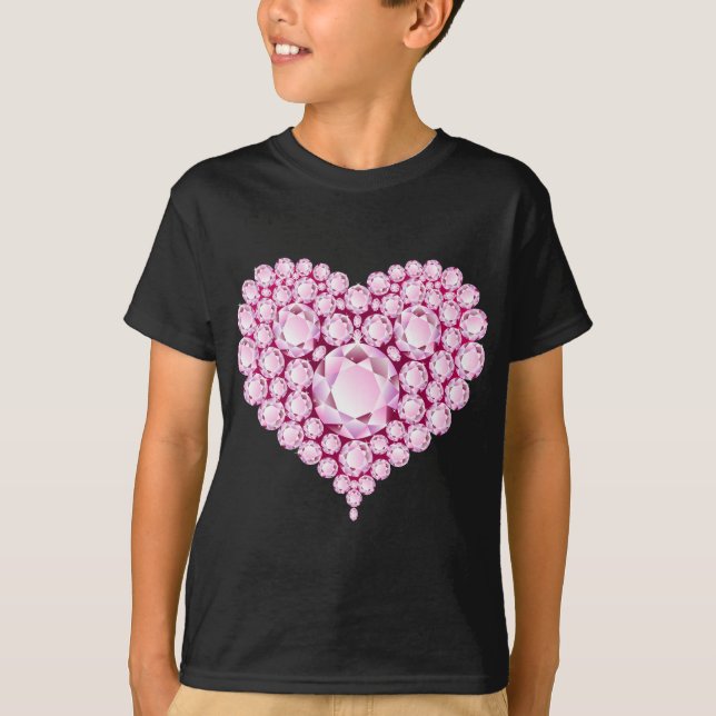 T-shirts Rosa Quartz Heart Gems (Frente)