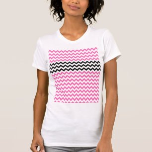 T-shirts Rosa quente e preto Chevron por Shirley Taylor