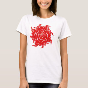 T-shirts Rosa Tribal em Cima do Tanque Vermelho e Branco