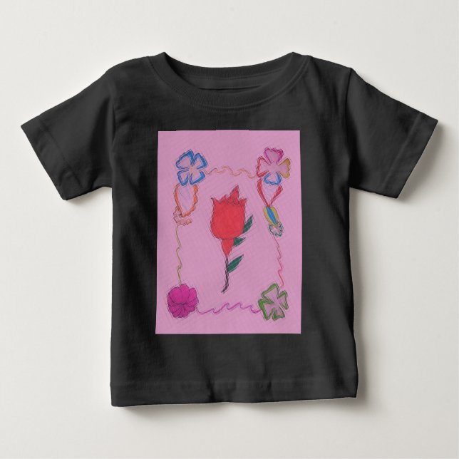 T-shirts Rosa vermelha a rosa: Impressão/Gráfico de Borda F (Frente)