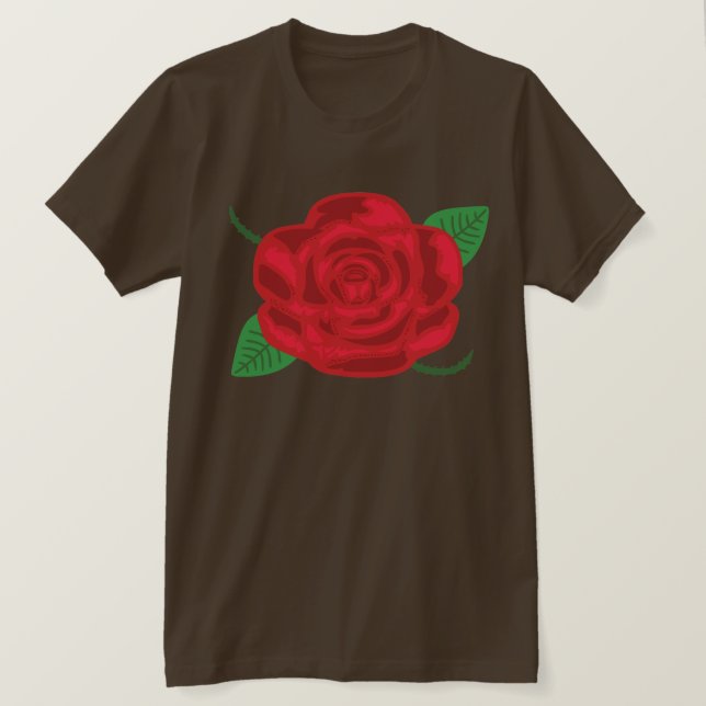T-shirts Rosa vermelha bonito (Frente do Design)