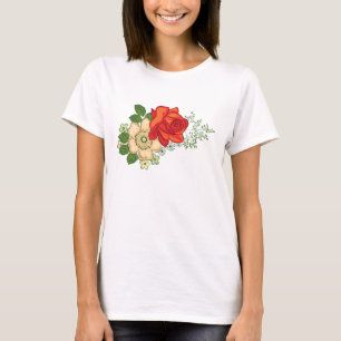 T-shirts Rosa vermelha e margaridas